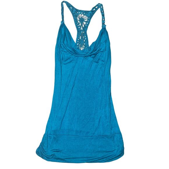 VTG Y2K Charlotte Russe Teal Beaded Back Tank Top - Picture 1 of 4